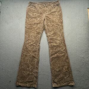 Ralph Ralph Lauren Corduroy Paisley Print Flare Pants Womens Size 10 33x30 Brown